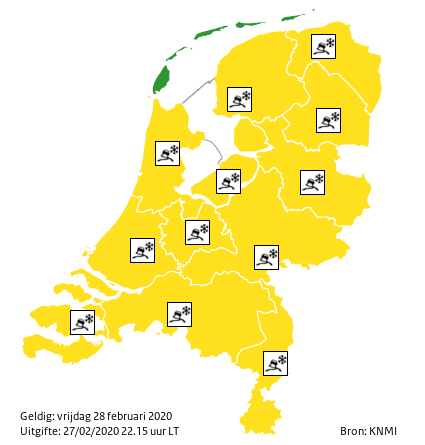 KNMI: Code geel voor kans op gladheid