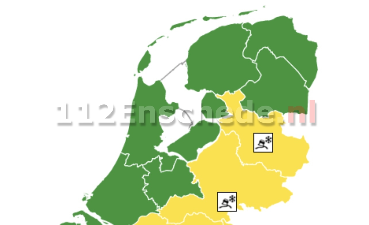 KNMI; Code geel, vannacht in het oosten van het land lokaal kans op gladheid