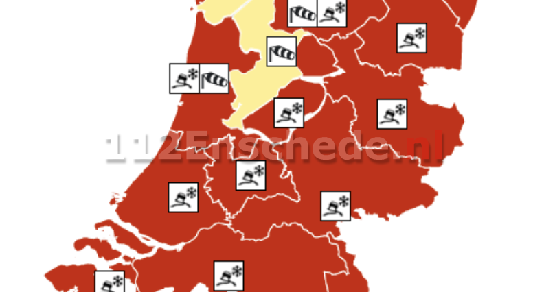 KNMI geeft code rood: “WEERALARM, Zondag sneeuwjacht en snijdend koud”